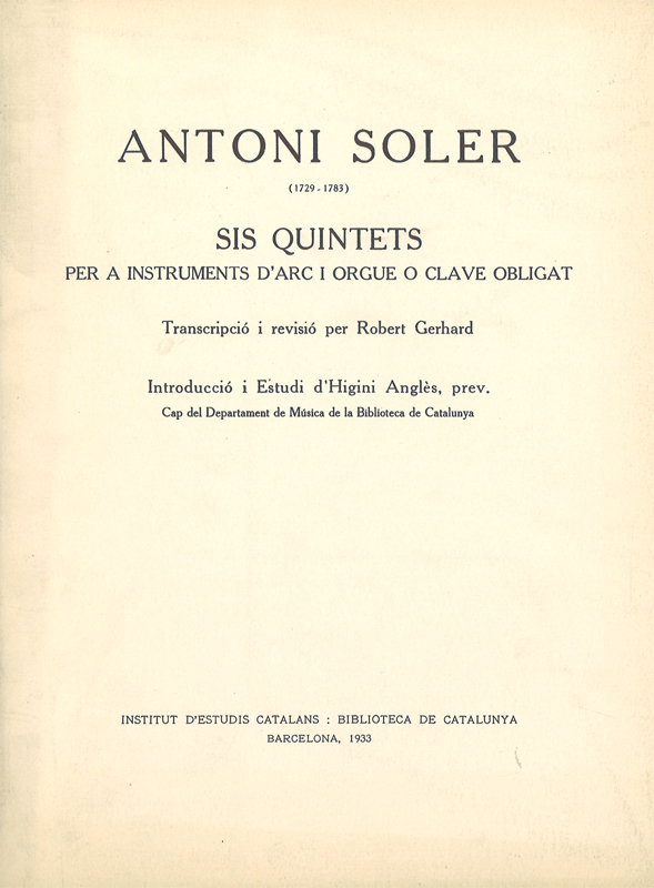 Guiño realeza Rodeo Sis Quintets per a instruments d'arc i orgue o clave obligat – Accés a la  pàgina inicial de la botiga